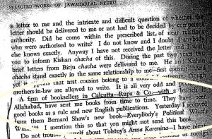 Nehru's letter to Indira Gandhi